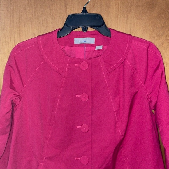•LIZ CLAIBORNE•PINK ROUND NECK, CHUNKY FABRIC BUTTON BLAZER... PETITE MEDIUM EUC - Picture 5 of 7